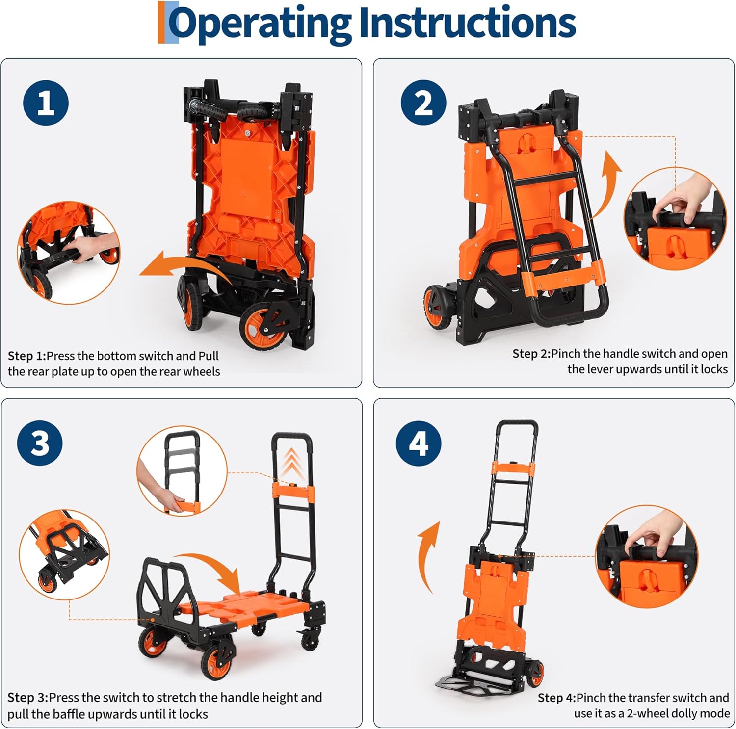 2 in 1 Folding Sack Truck Trolley 150KG Telescopic Handle