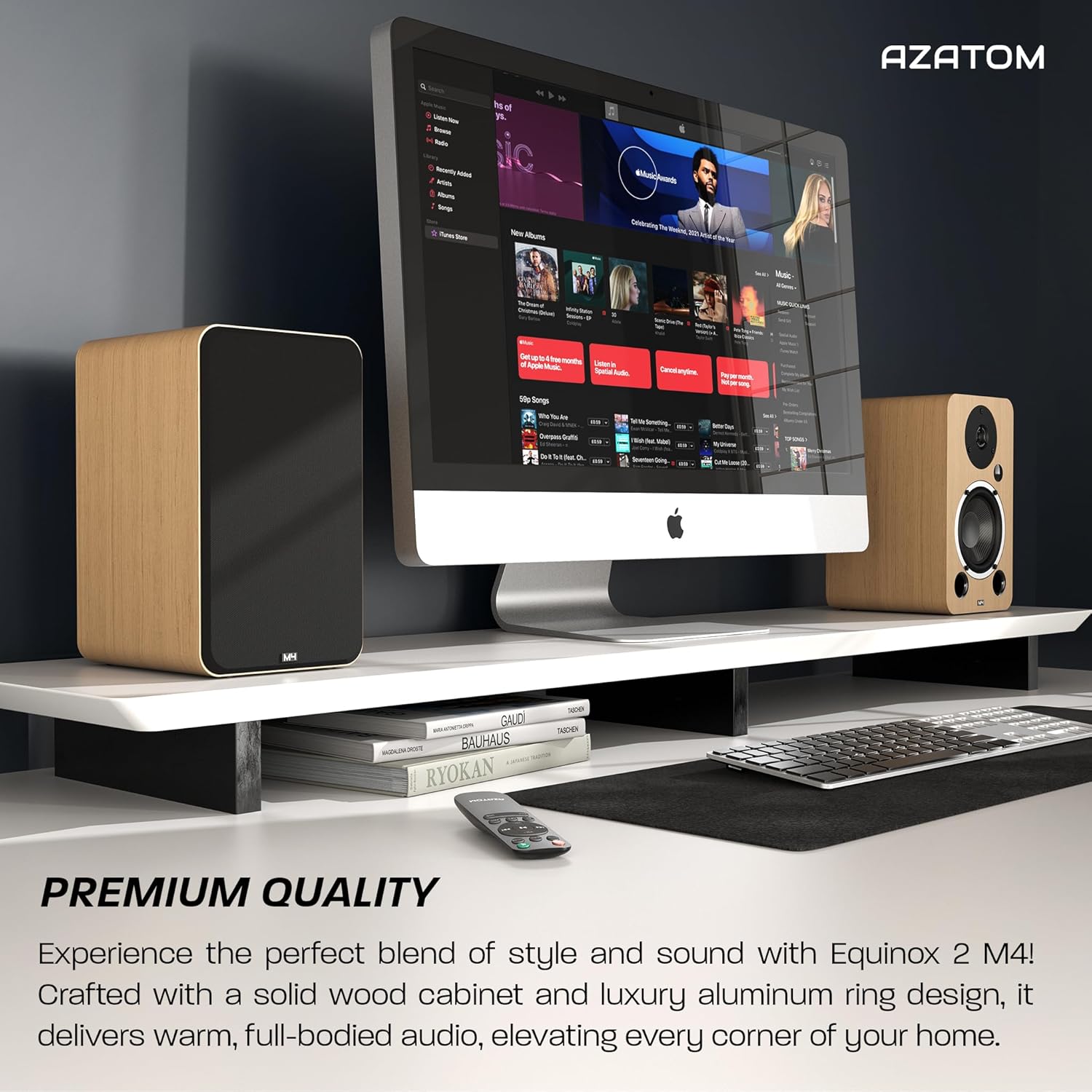 80W Bluetooth Bookshelf Speakers HiFi HDMI Optical RCA Remote