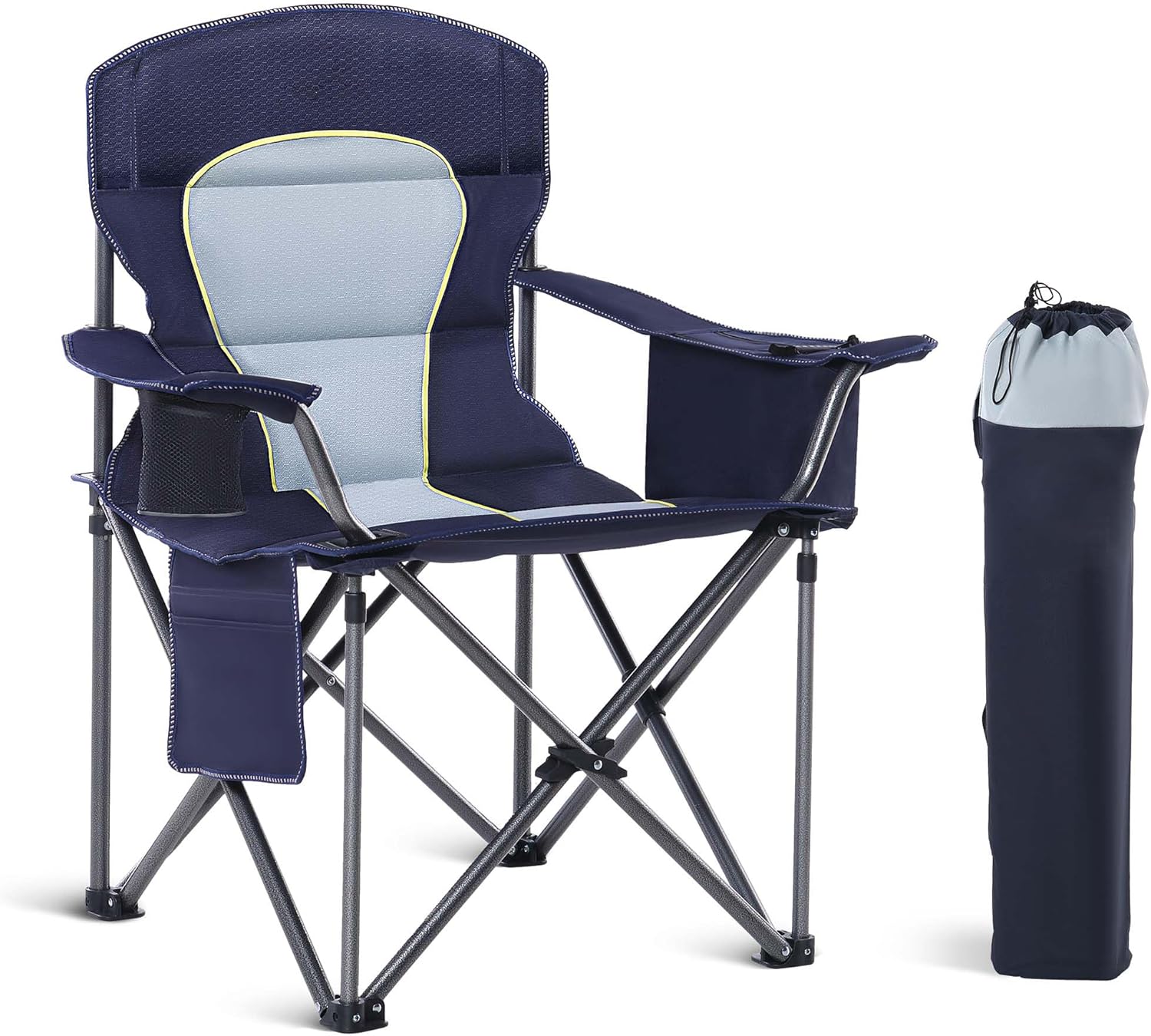 XXL Heavy Duty Folding Camping Chair 200kg Cooler Blue