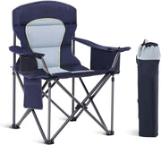 XXL Heavy Duty Folding Camping Chair 200kg Cooler Blue
