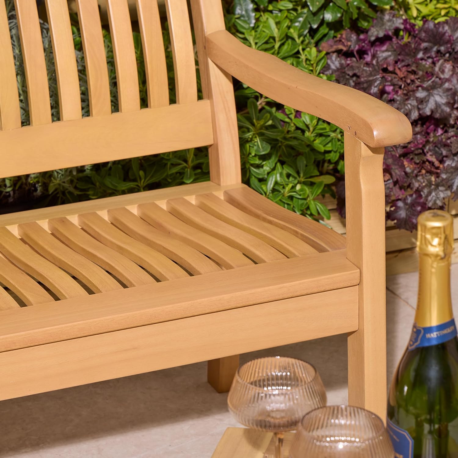 3 Seater Eucalyptus Wood Garden Bench Patio Outdoor Seat 161cm
