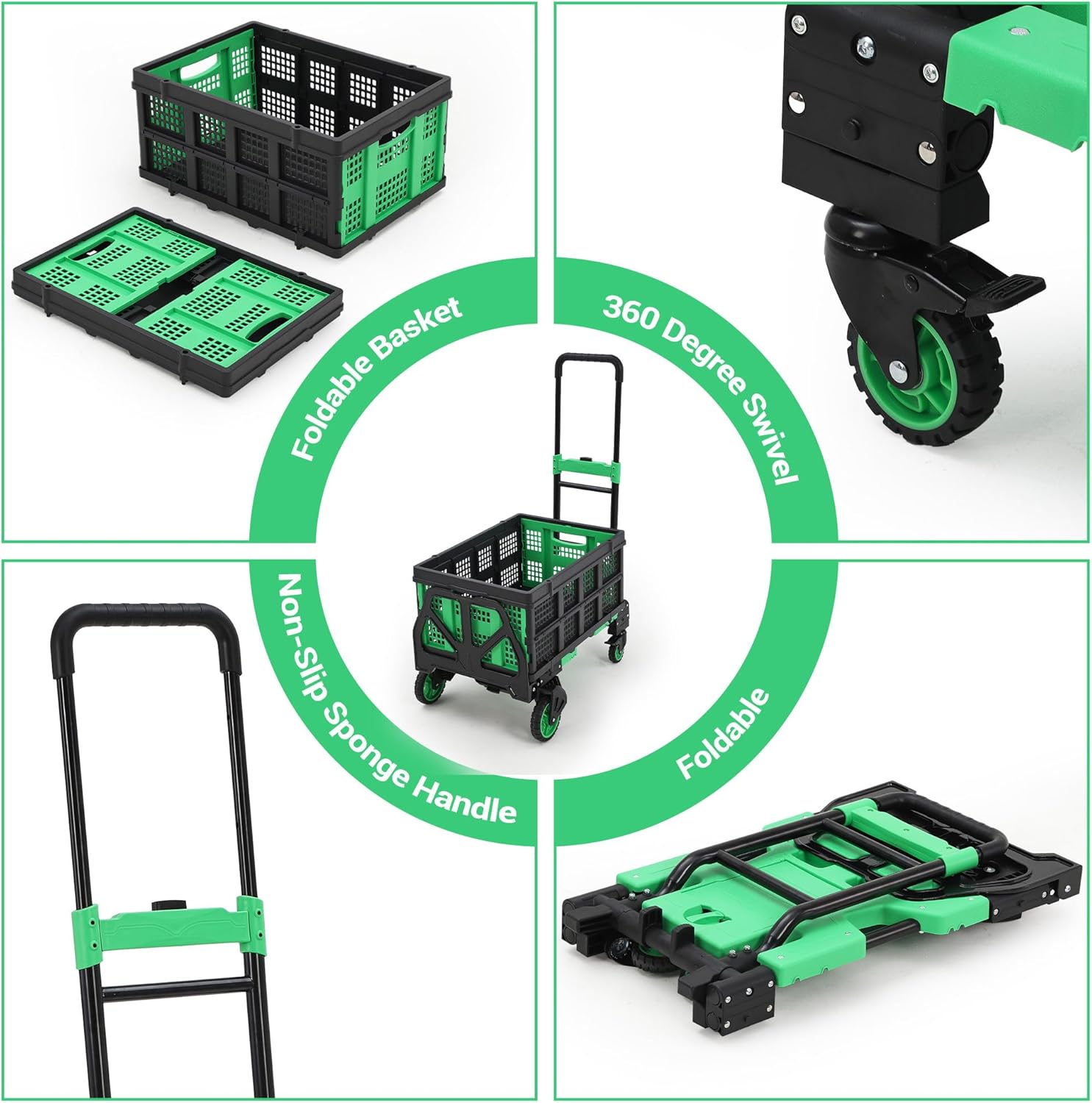 2 in 1 Folding Sack Truck Trolley 150KG Green Dolly