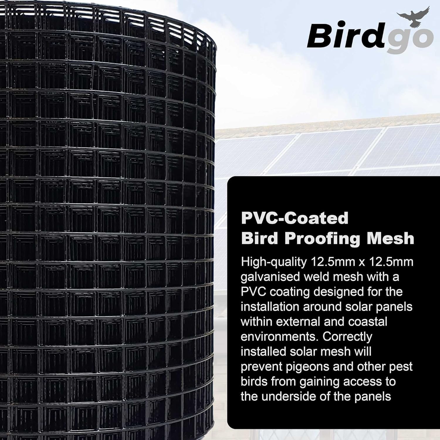 30M Black PVC Solar Panel Bird Proof Mesh Pigeon Barrier