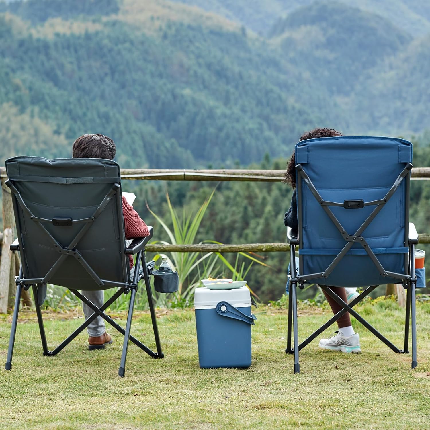 Reclining Camping Chair High Back 160KG Blue