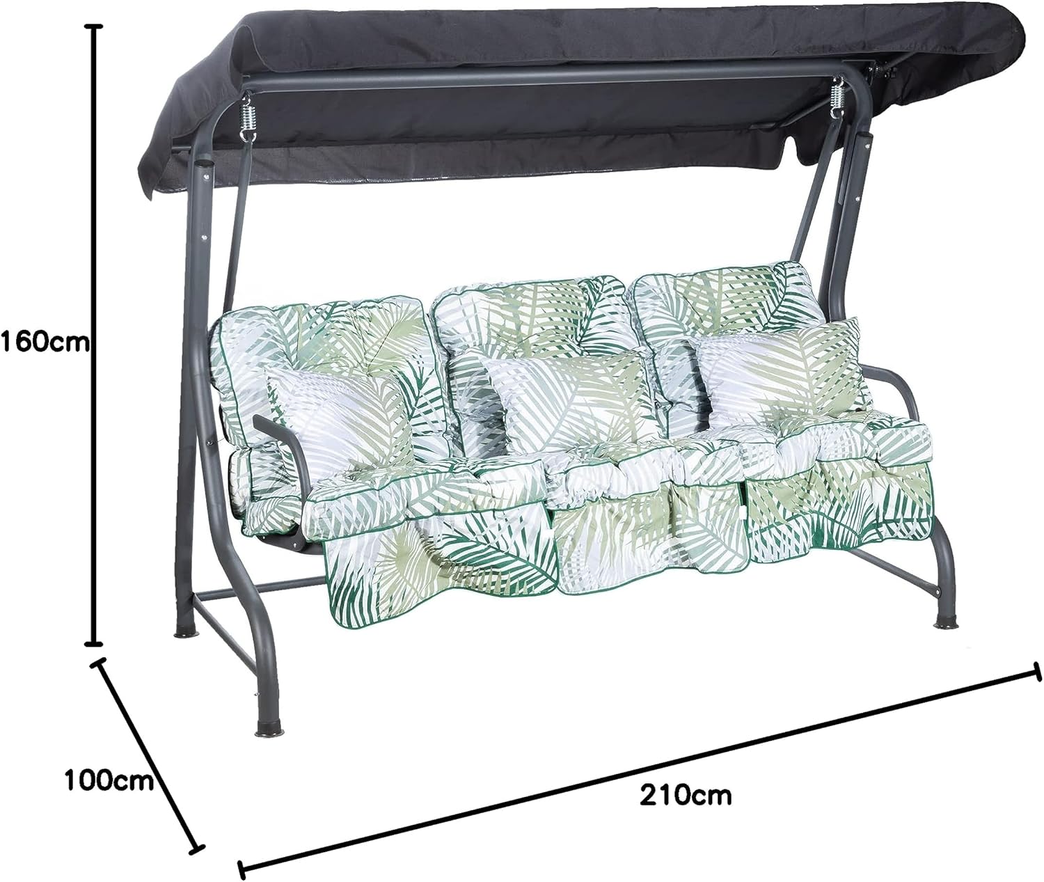 Outdoor 3 Seater Garden Swing Bench Canopy Cushions Patio 250kg