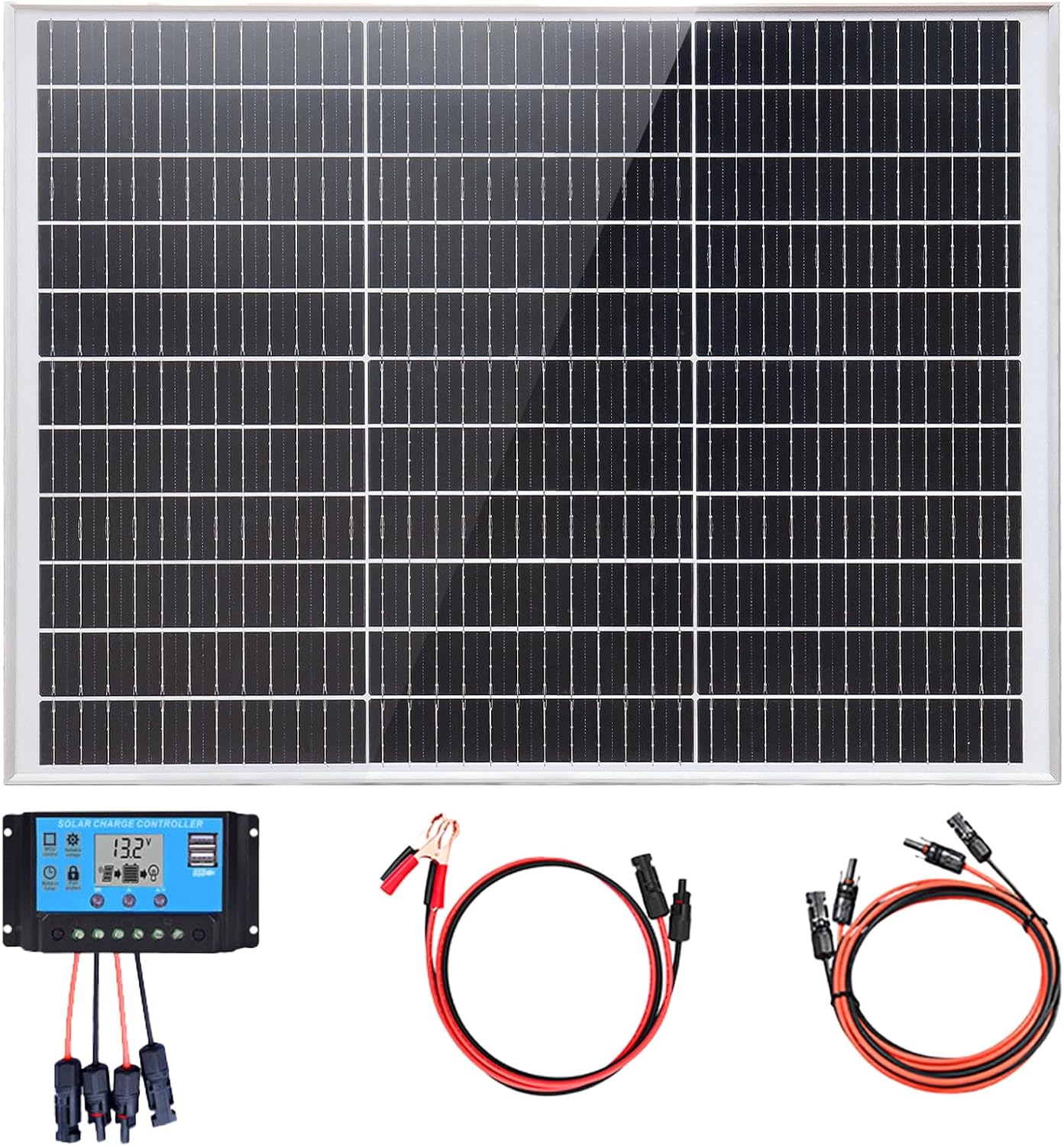 60W Solar Panel Kit 12V 24V Controller Boat Caravan Shed