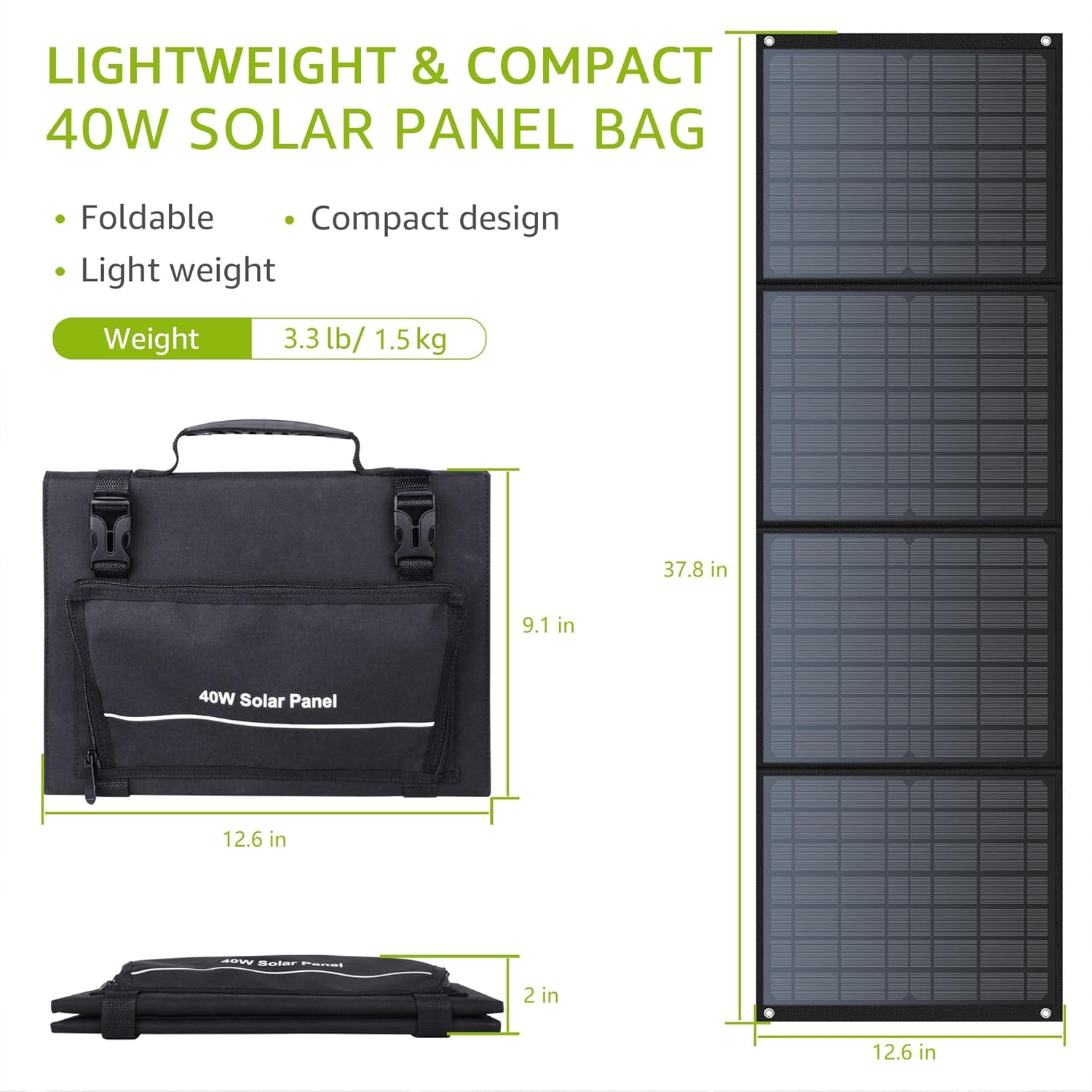 40W Foldable Solar Charger USB C DC Camping Power Station
