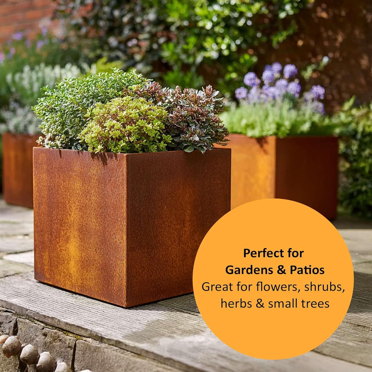 Corten Steel Cube Planter 50cm Rust Outdoor Indoor Square Pot
