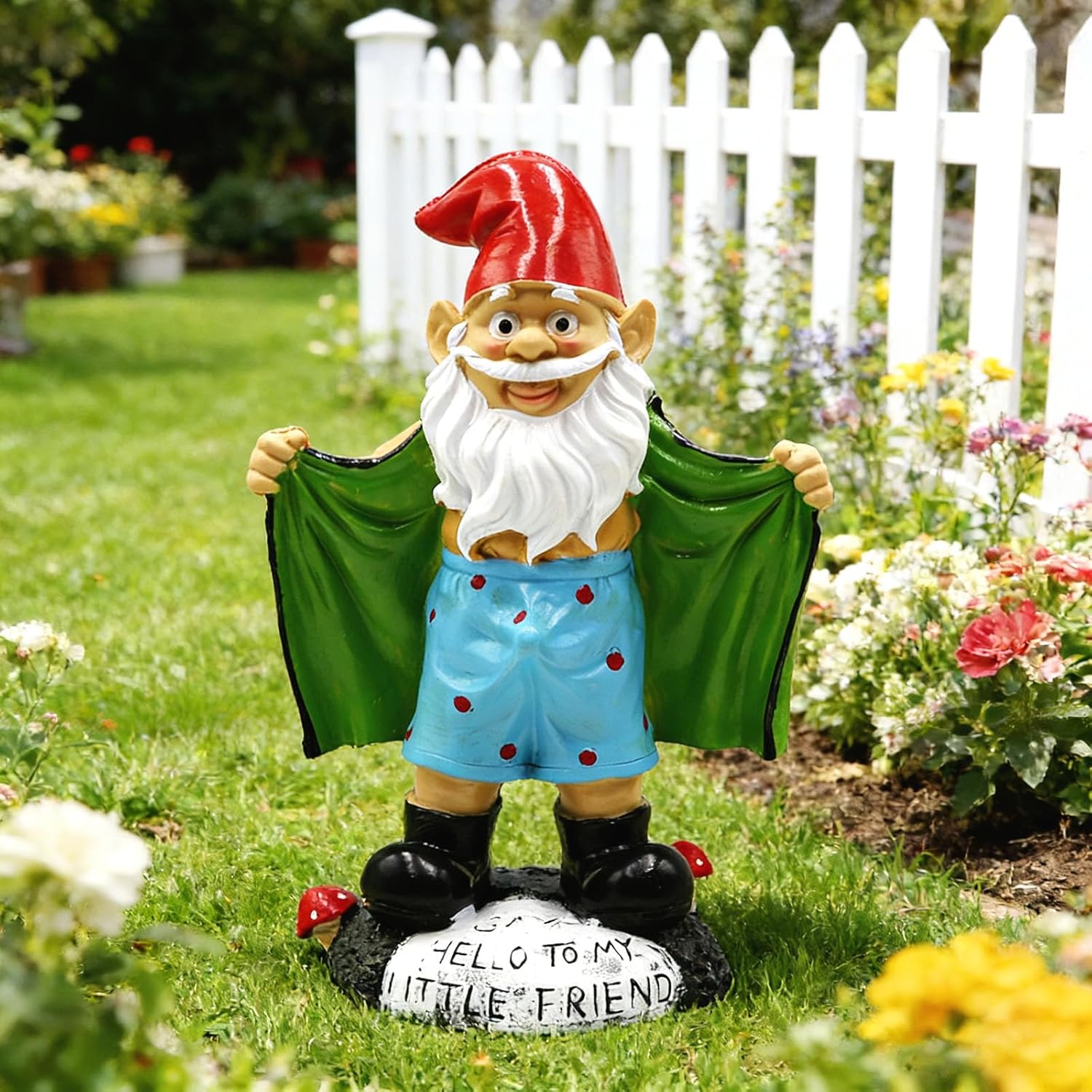 Large Garden Gnome Statue 21cm Resin Outdoor Yard Decor Figurine