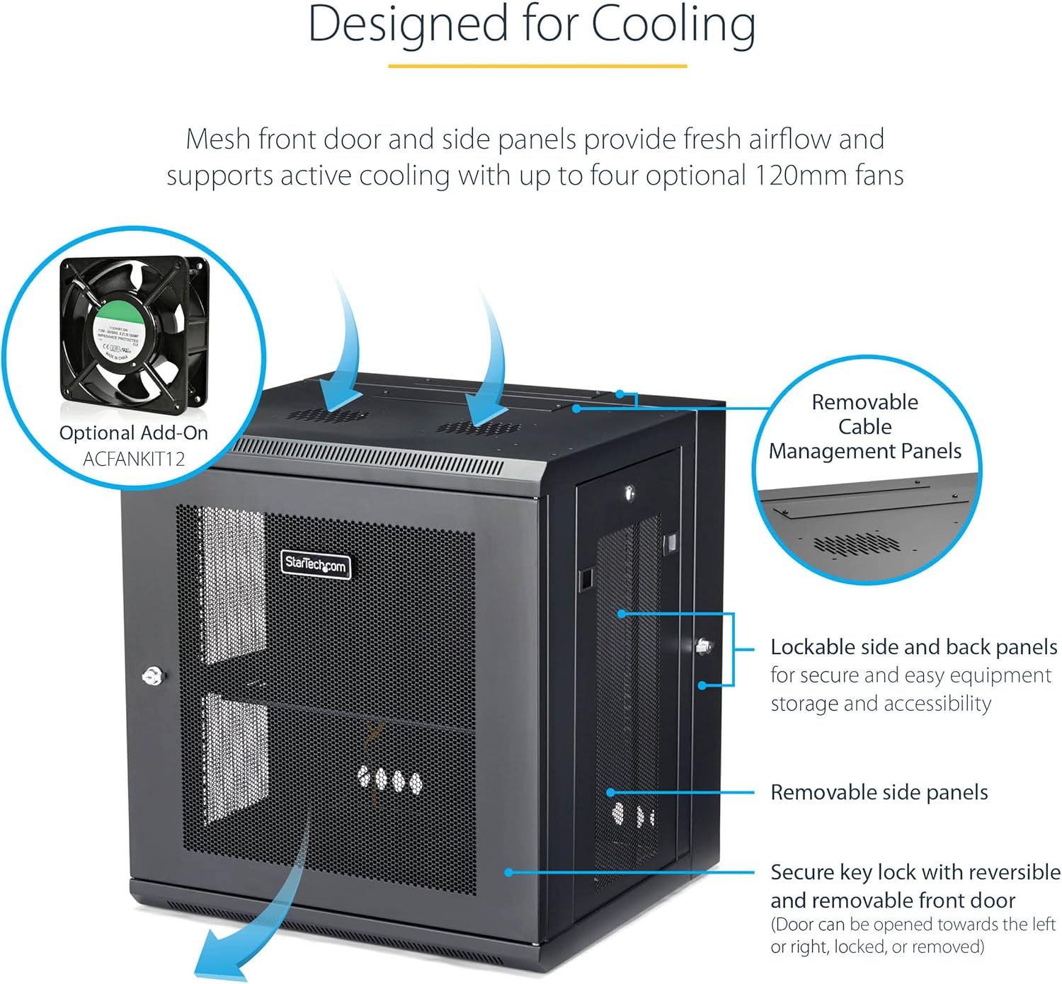 12U Wall Mount Network Cabinet 19in Lockable Rack