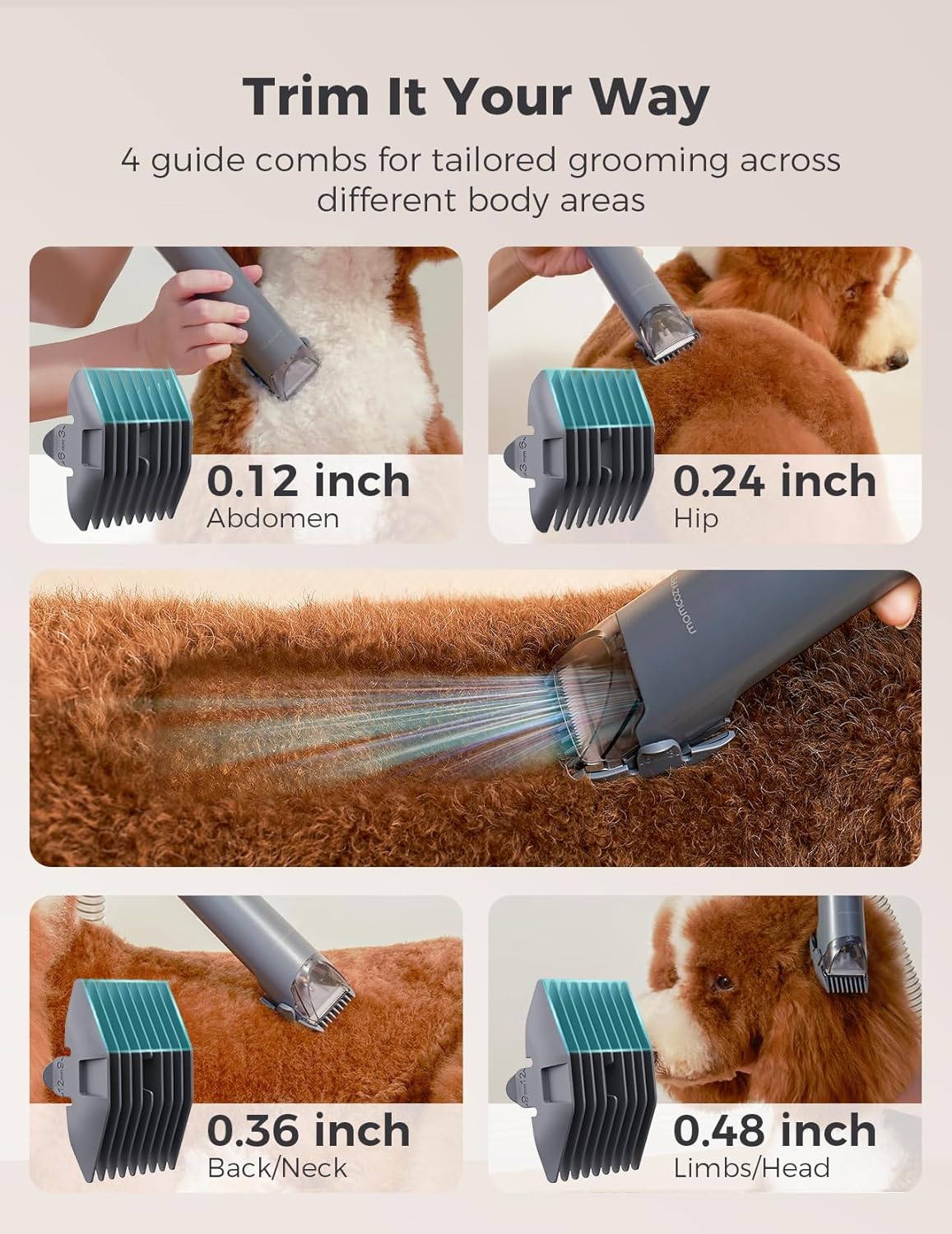 Dog Grooming Vacuum 13000Pa Cordless Clippers 2.6L Quiet