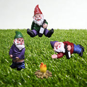 4Pcs Funny Garden Gnomes Set Drunk Peeing Resin Outdoor Decor