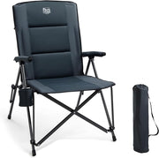 High Back Camping Chair 150kg Padded Black Fold
