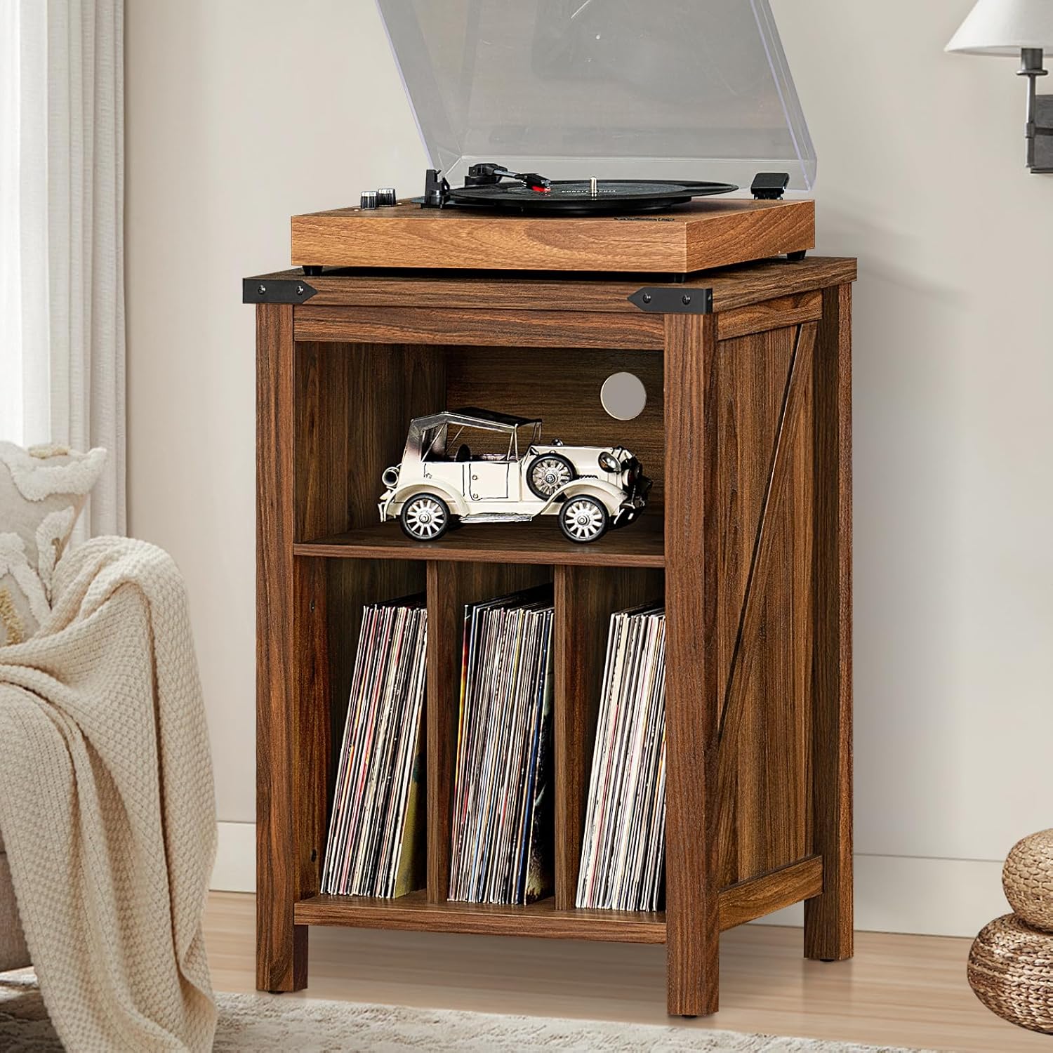 Record Player Stand Vinyl Storage Cabinet Holds 160 Albums