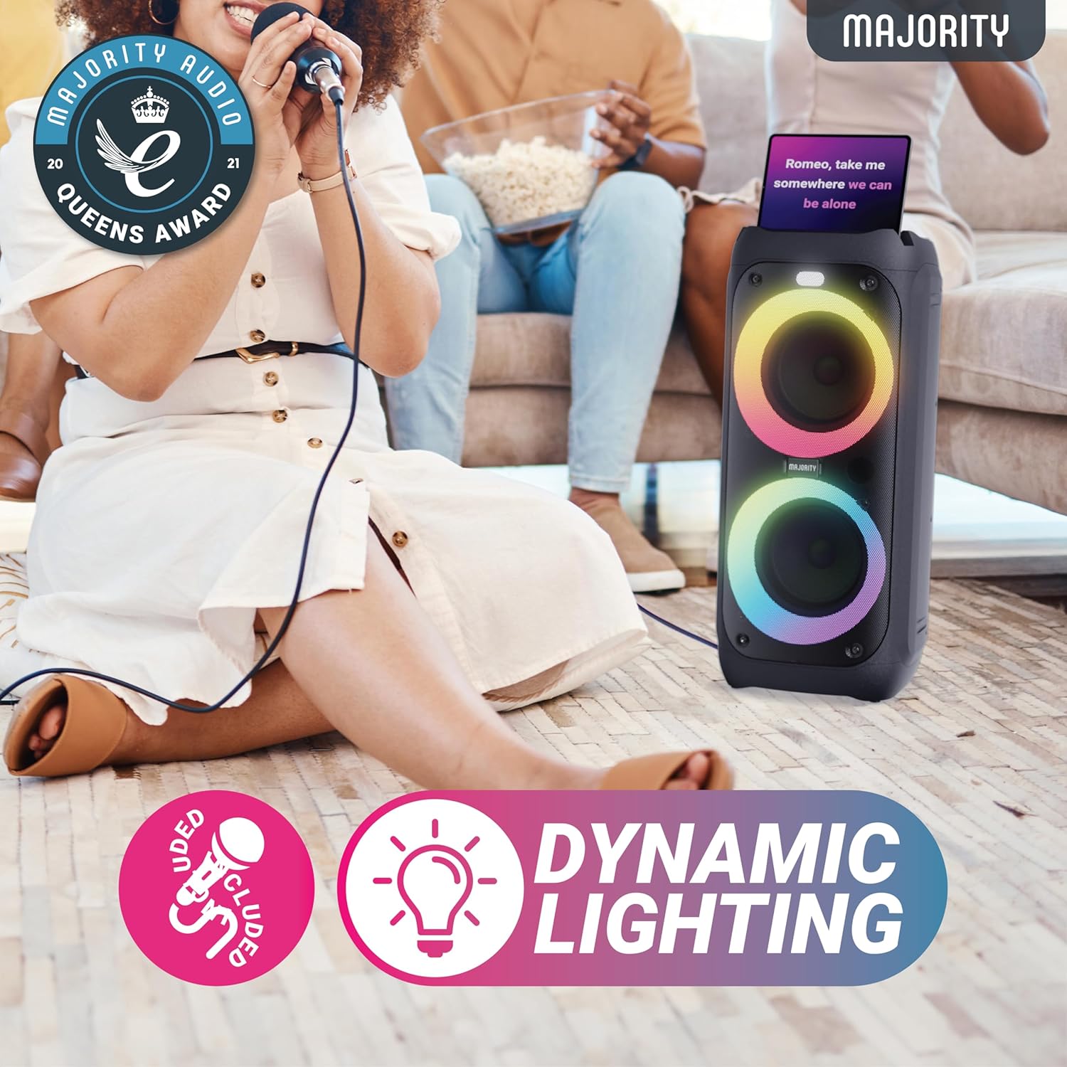 Bluetooth Party Speaker 100W Portable LED Lights Karaoke Mic