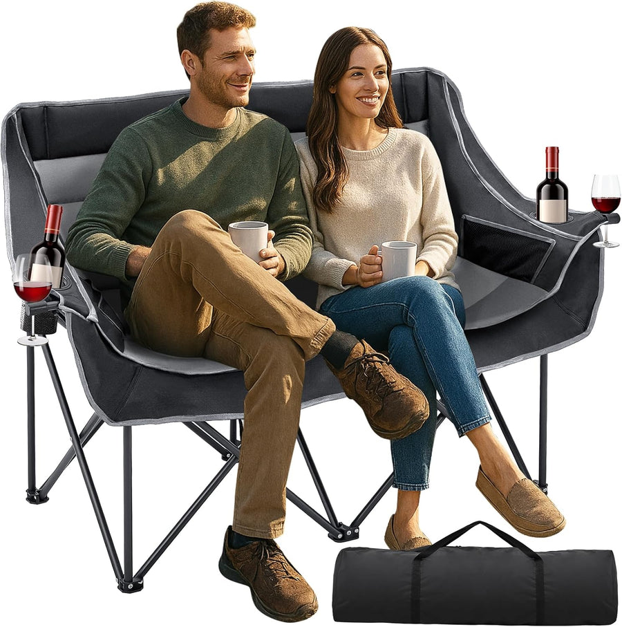 Oversized Double Folding Camping Loveseat Chair