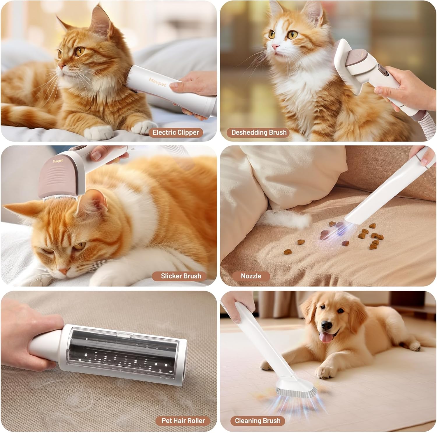 Pet Grooming Vacuum Kit 12000Pa 6 Tools Hair Trimmer