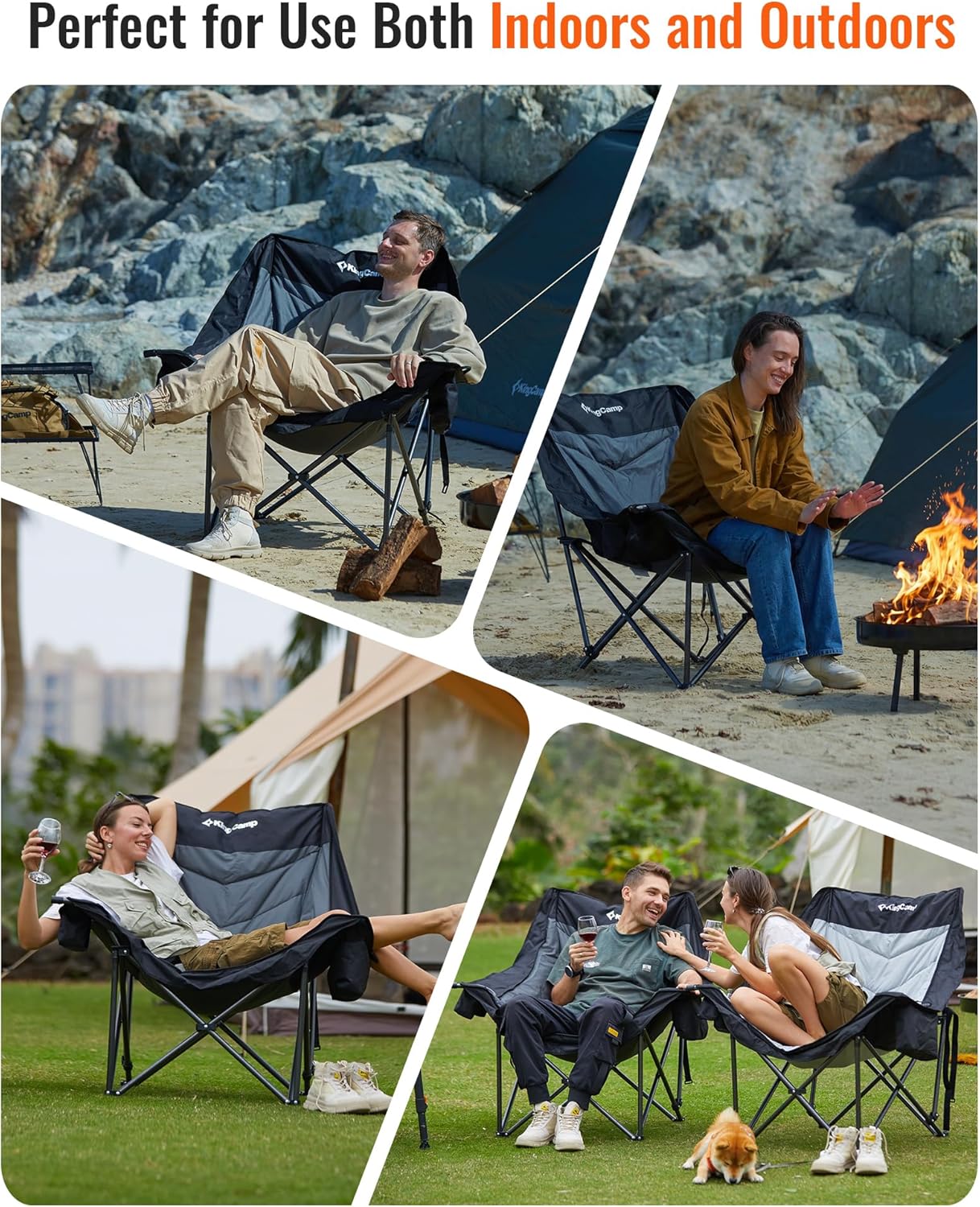 Heated XL Camping Chair 200KG Cooler Pocket