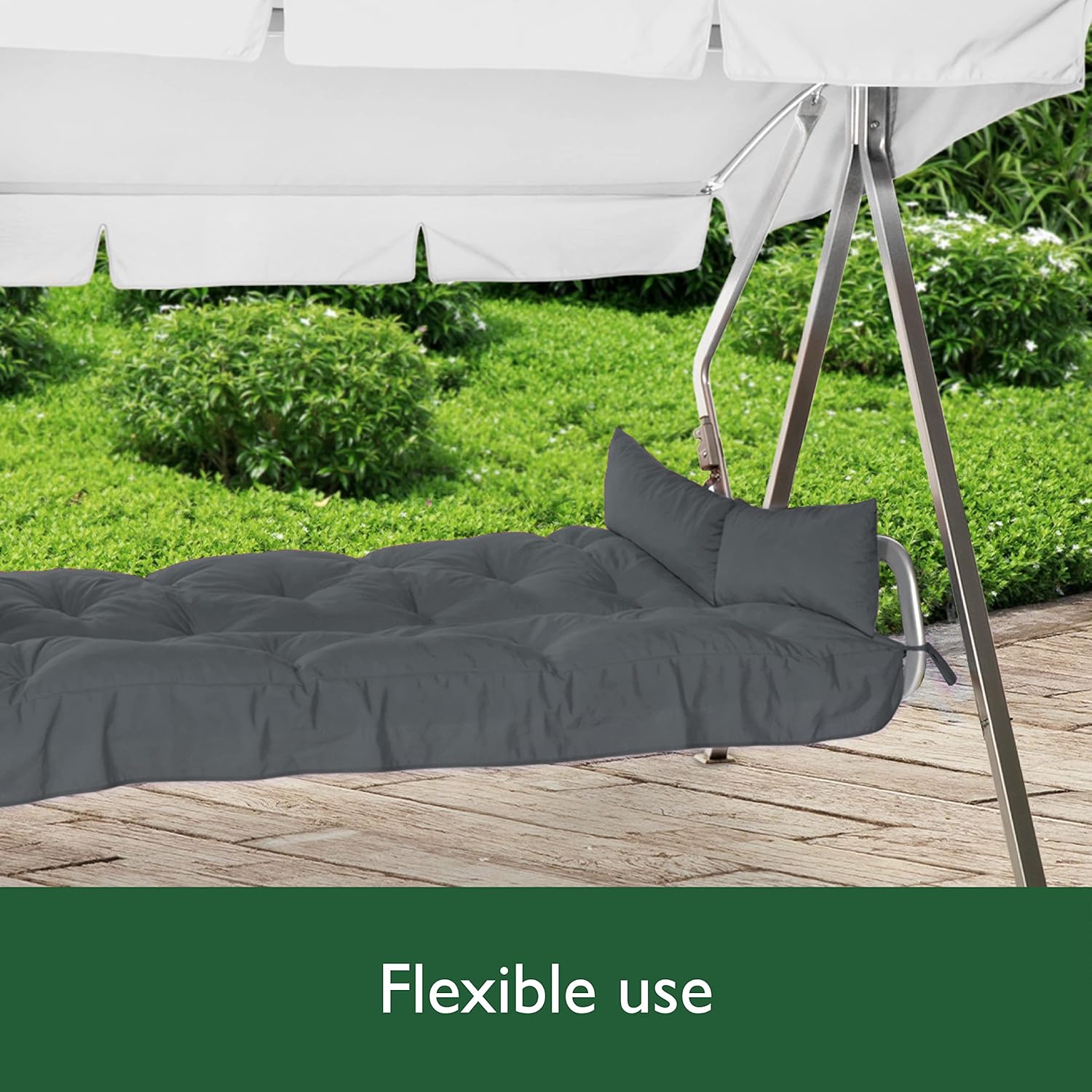 3 Seater Garden Swing Seat Cushion 180x50x8cm Grey