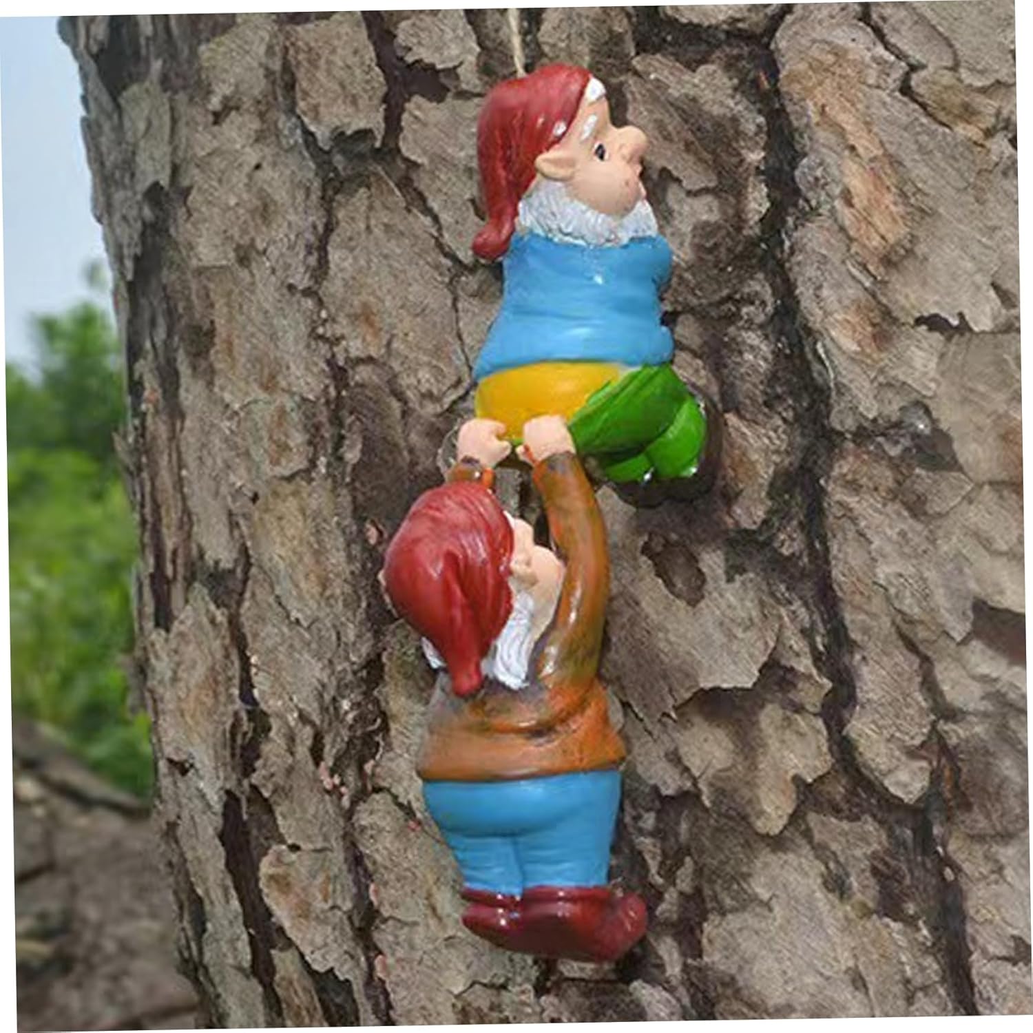3Pcs Climbing Gnomes Resin Hanging Rope Garden Decor Set
