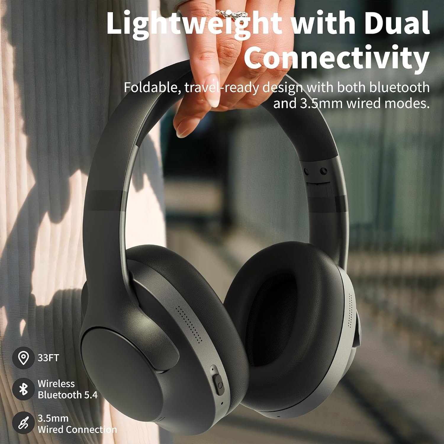 Bluetooth Noise Cancelling Over Ear Headphones 100H Playtime