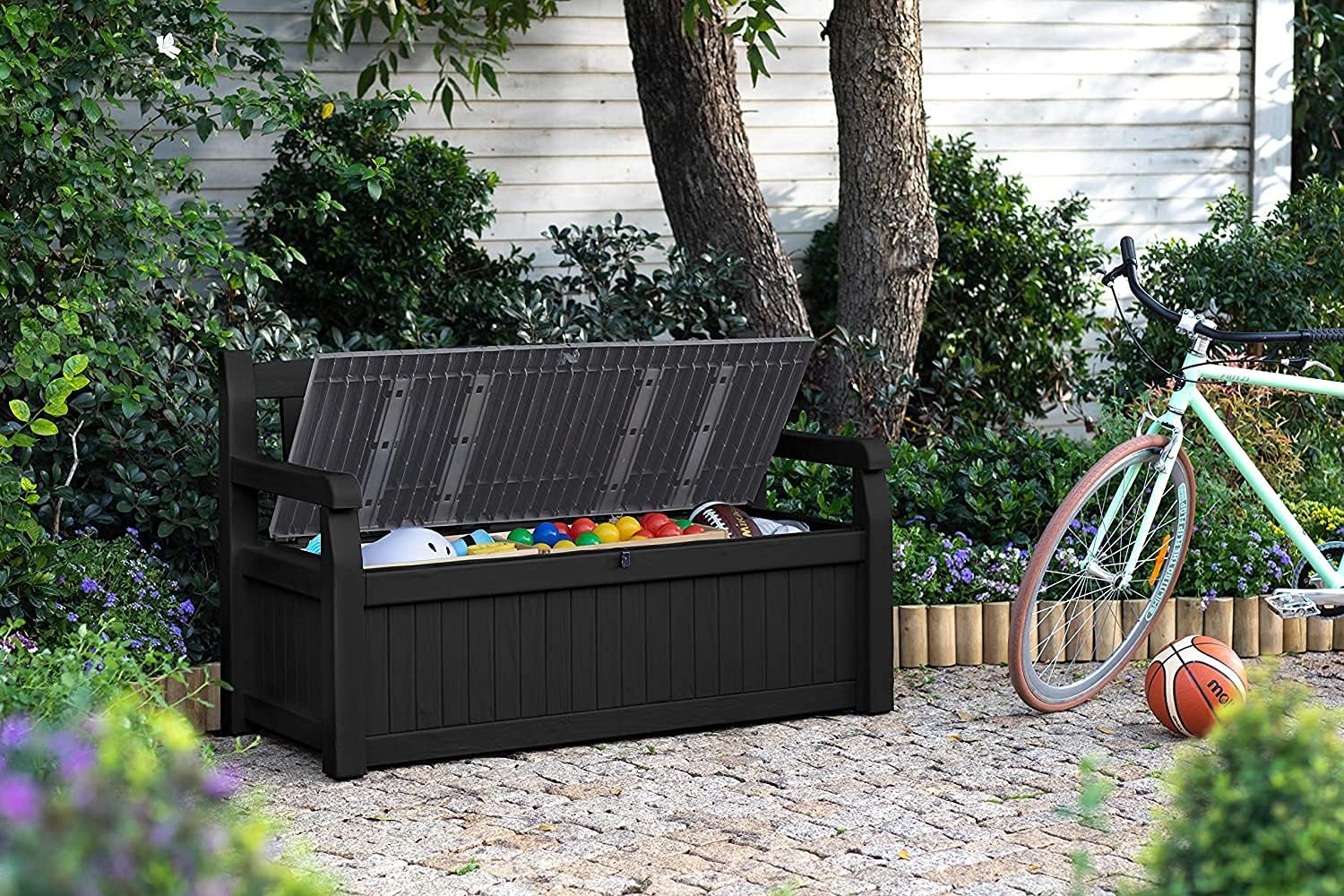 Outdoor Garden Storage Bench 265L Deck Box Patio Seat Grey