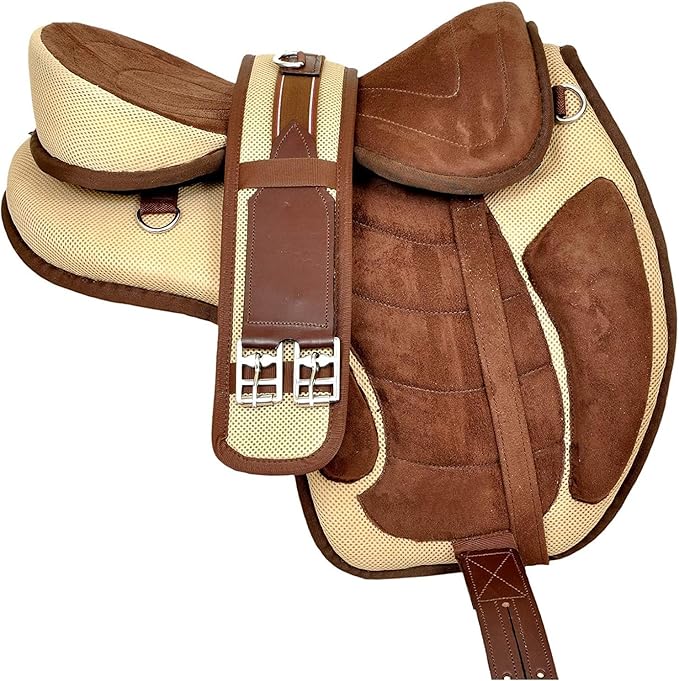 Treeless Horse Saddle 18 Inch Synthetic With Girth Stirrups