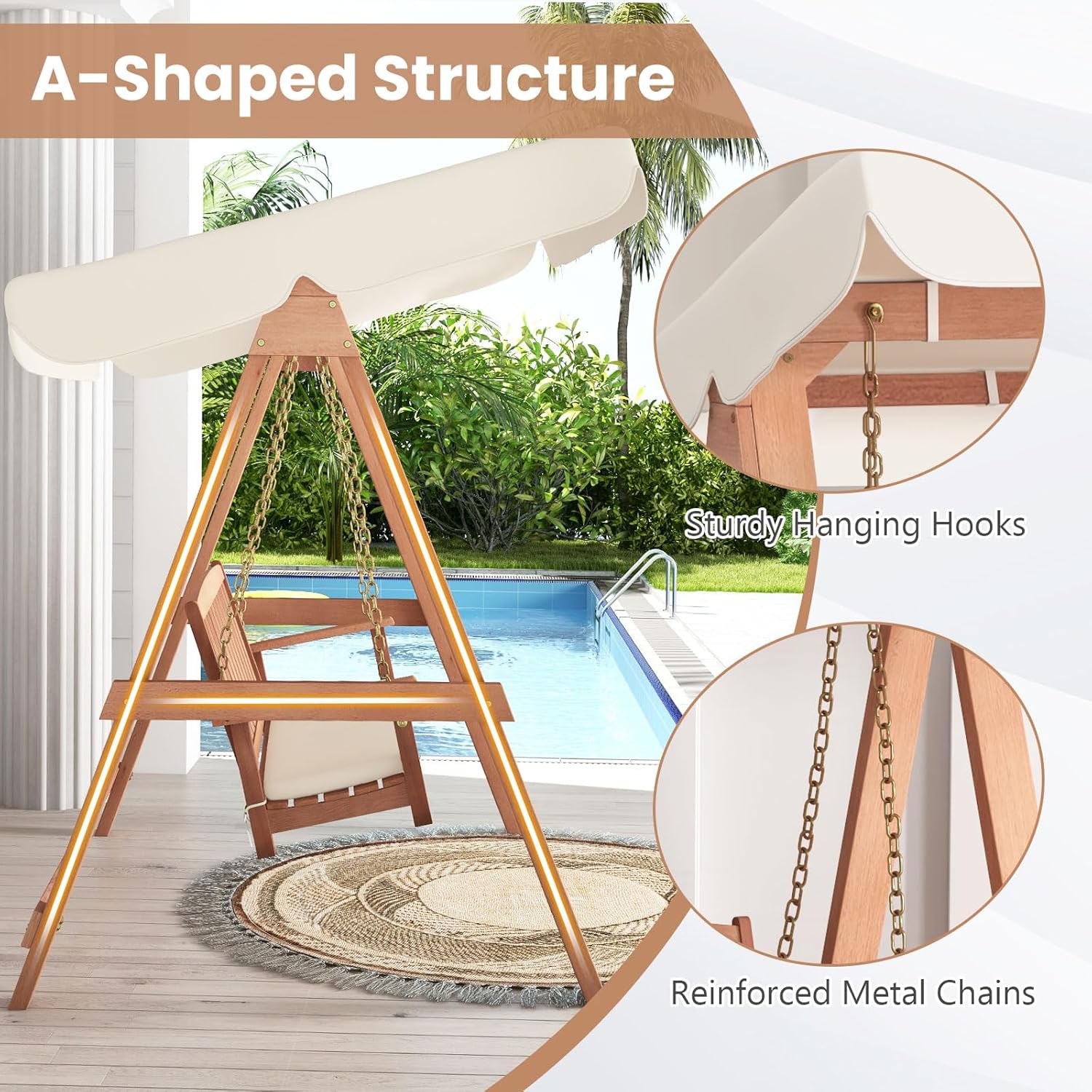 2 Seat Outdoor Swing Chair Canopy Garden Patio Bench