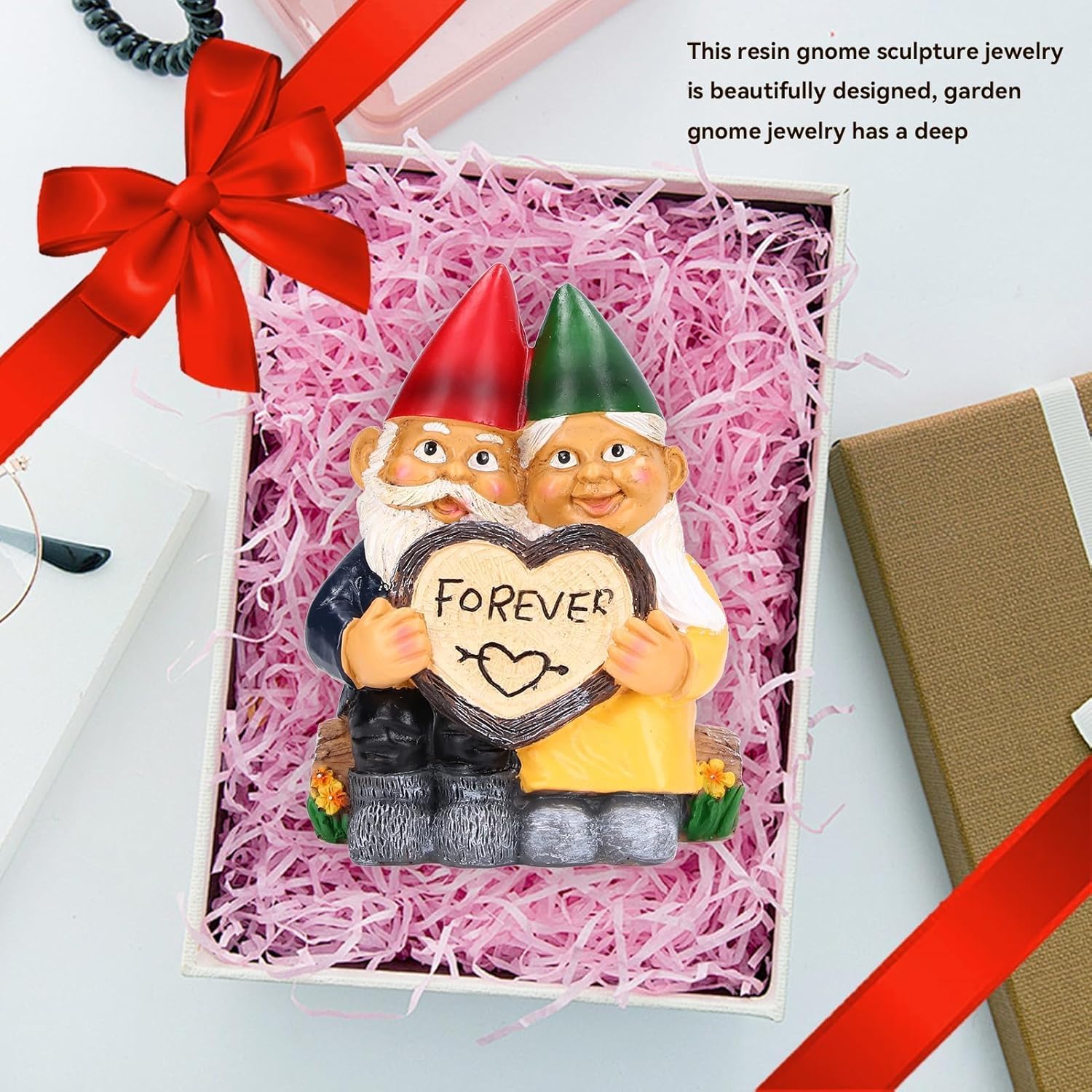 Funny Garden Gnome Couple Statue Resin Romantic Love Decor Gift