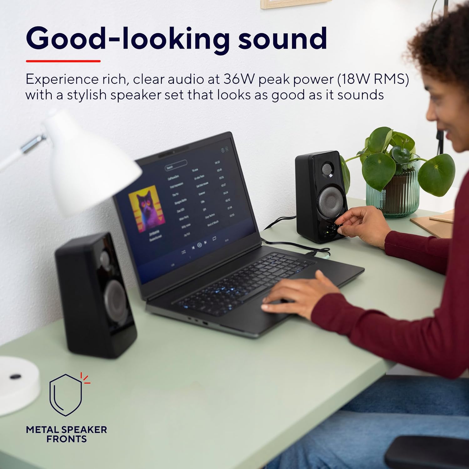 PC Speakers 36W Stereo USB Powered Desktop AUX Bass Control