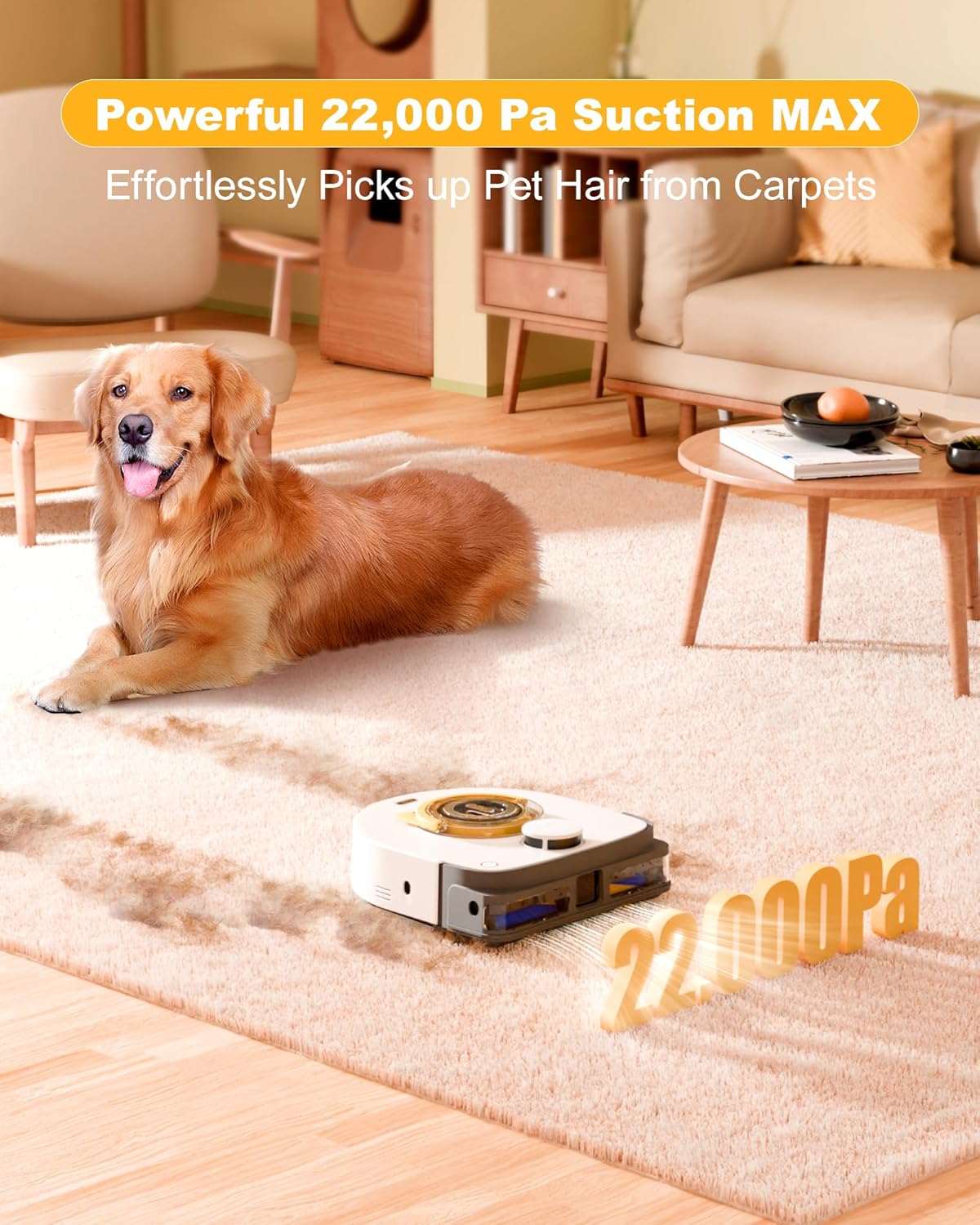 Robot Vacuum 22000Pa LiDAR Mapping Pet Hair WiFi App Auto Clean
