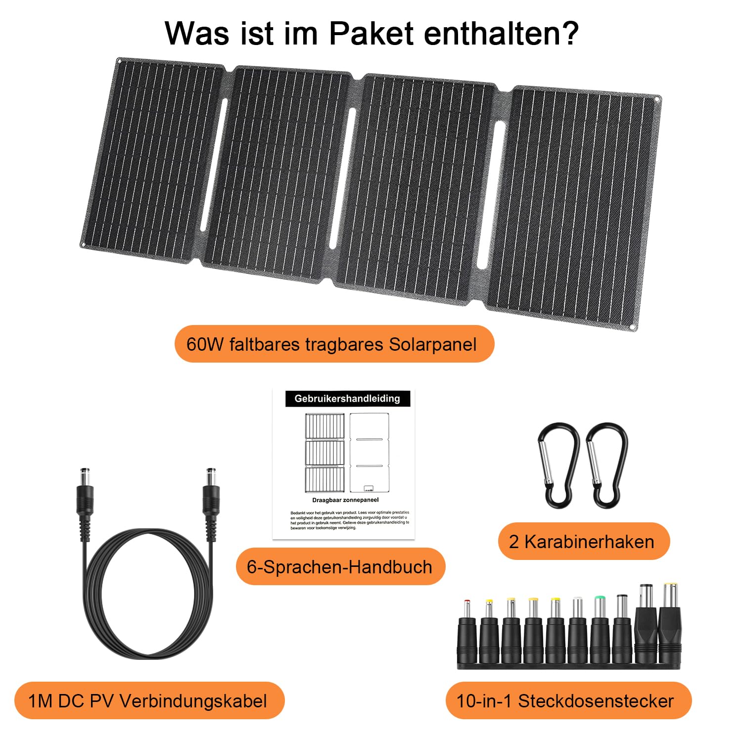 60W Foldable Solar Panel USB C DC Camping Charger