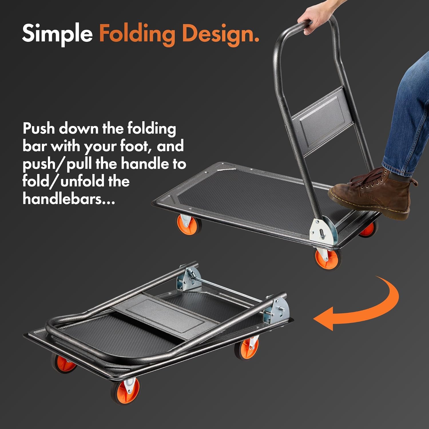 Folding Platform Trolley 150kg Heavy Duty Truck Wheels