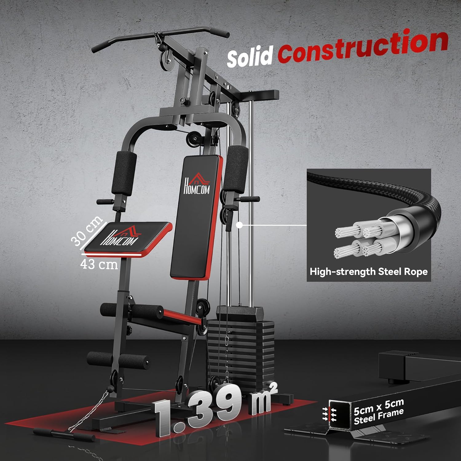 Multi Gym Machine 66kg Weight Stack Home Strength Trainer