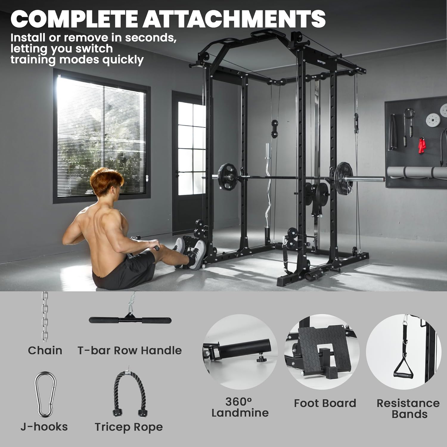 Cable Crossover Machine Power Cage Squat Rack Home Gym System