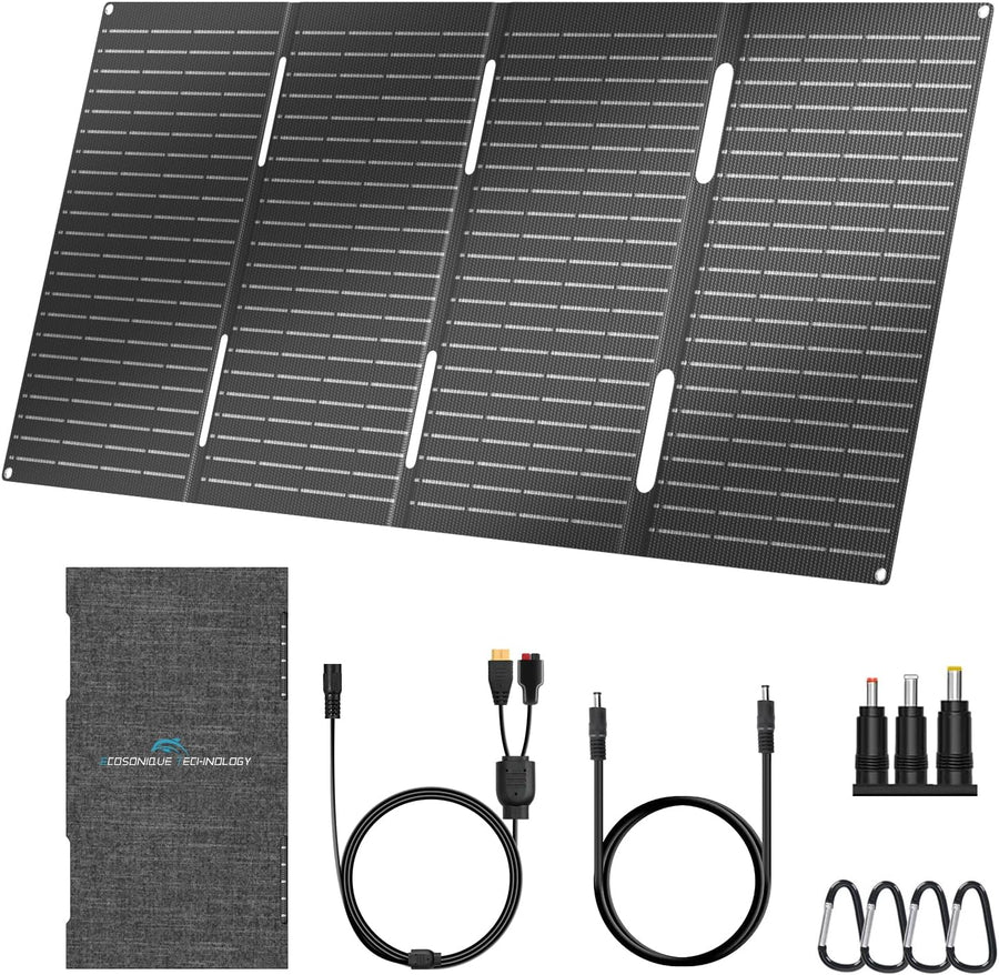60W Foldable Solar Panel Charger Portable USB C USB A Camping Power