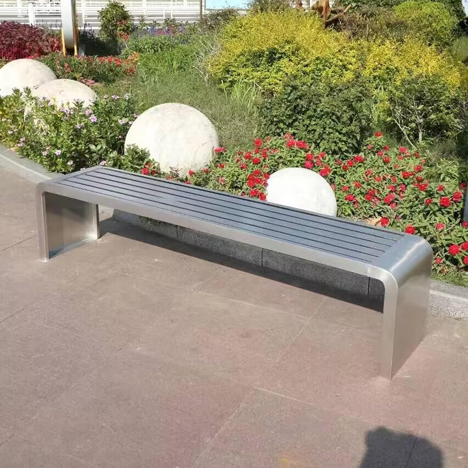 Stainless Steel Outdoor Bench Backless Patio Garden Seat 150cm
