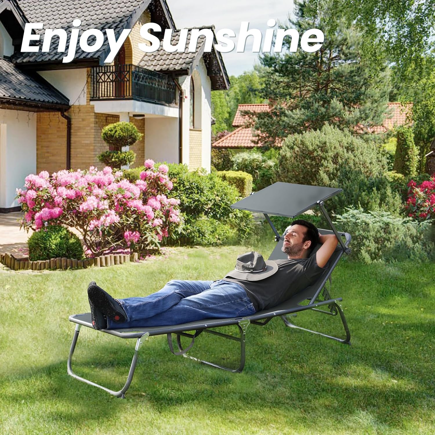 XXL Aluminium Sun Lounger with Sun Roof Adjustable Anthracite