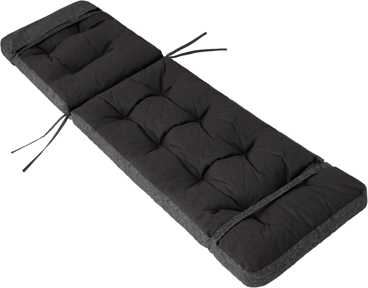 Sun Lounger Cushion Pad 201x55cm 8cm Thick Black