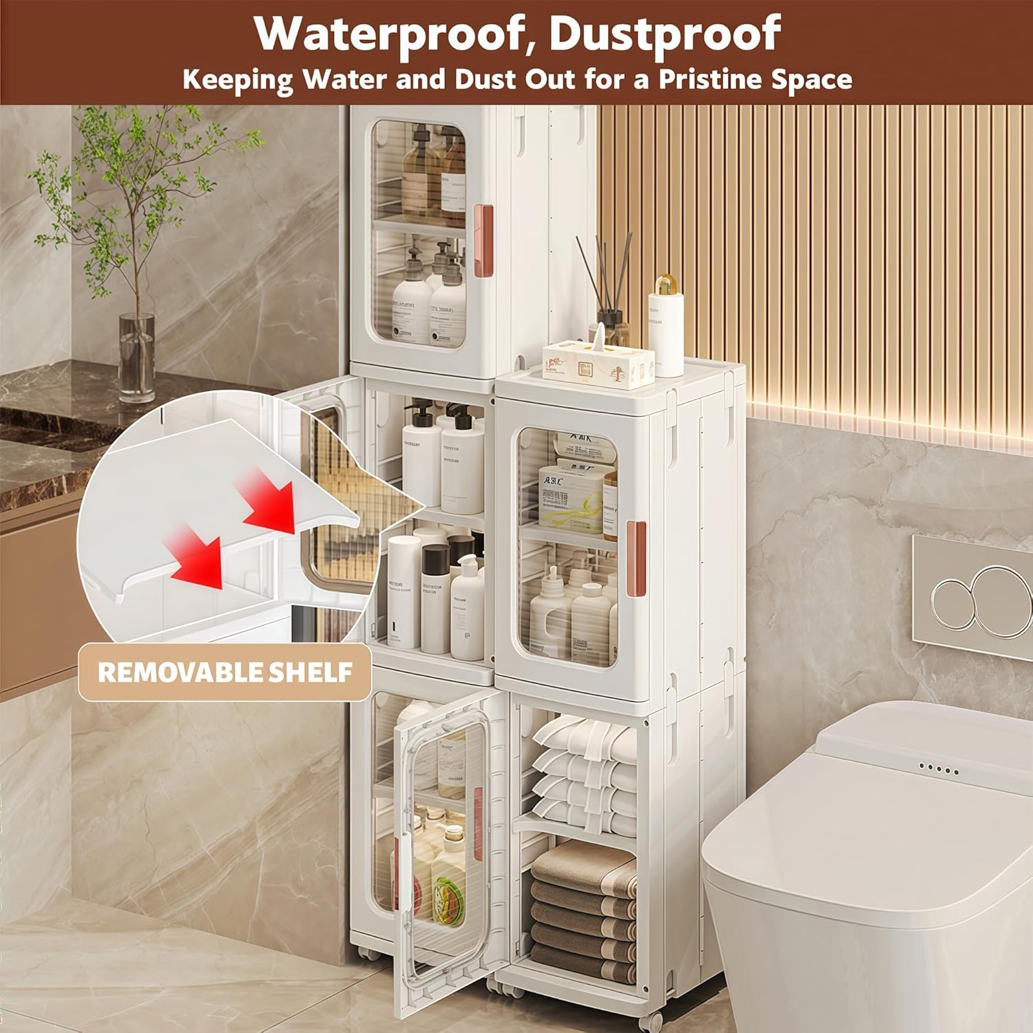 4 Tier Slim Storage Cabinet Foldable White Organizer Unit
