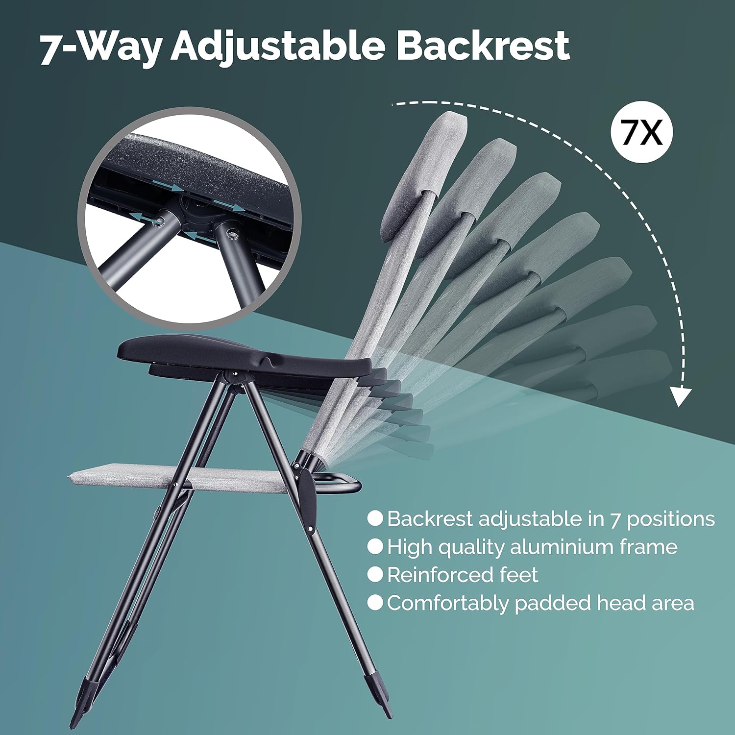 4 Pack Grey Melange Folding Garden Chairs High Back