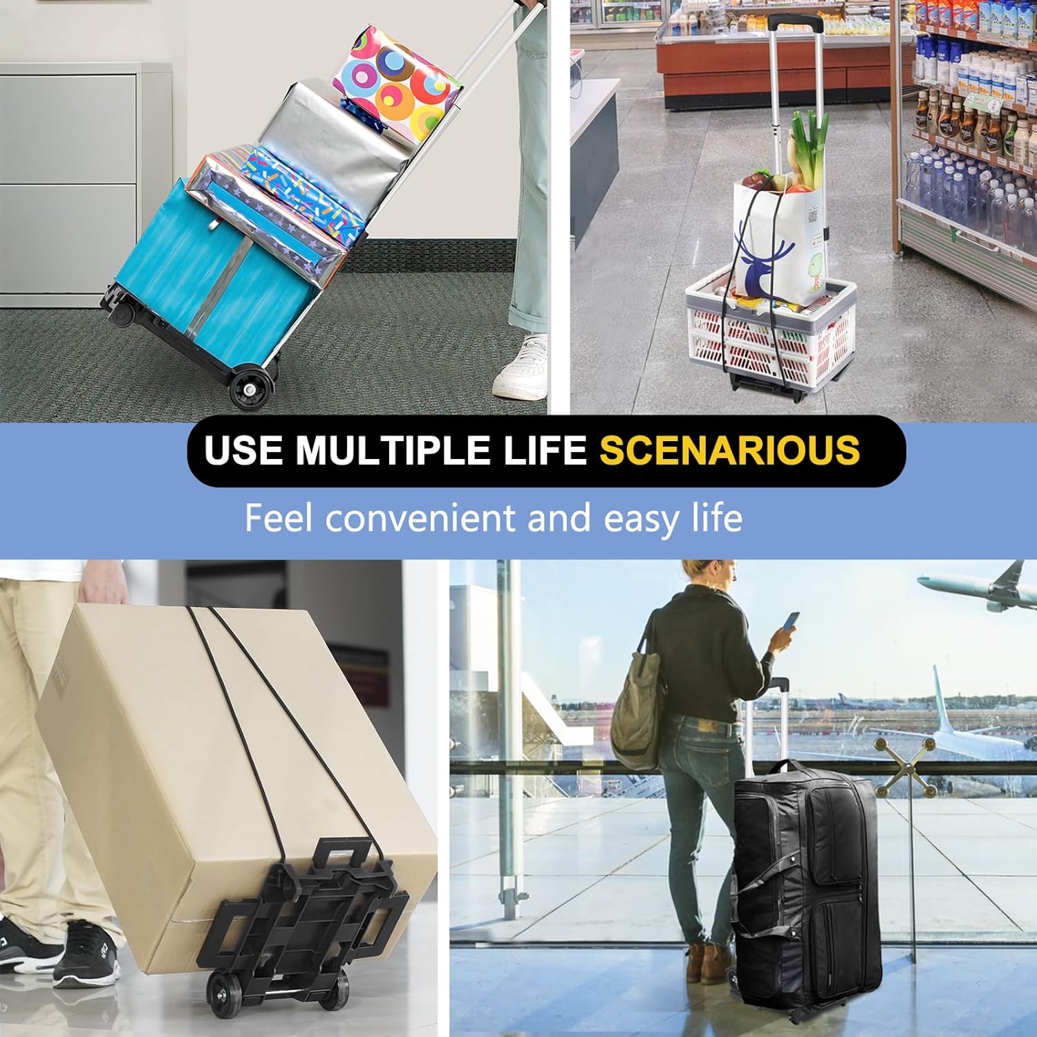 Folding Hand Truck Trolley 35KG Aluminium 2 Wheel Cart