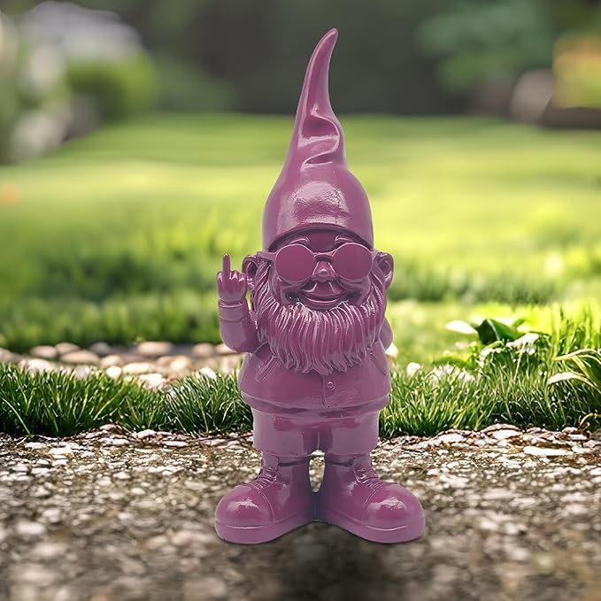 Swearing Gnome Statue Purple 20cm Funny Home Decor Figurine