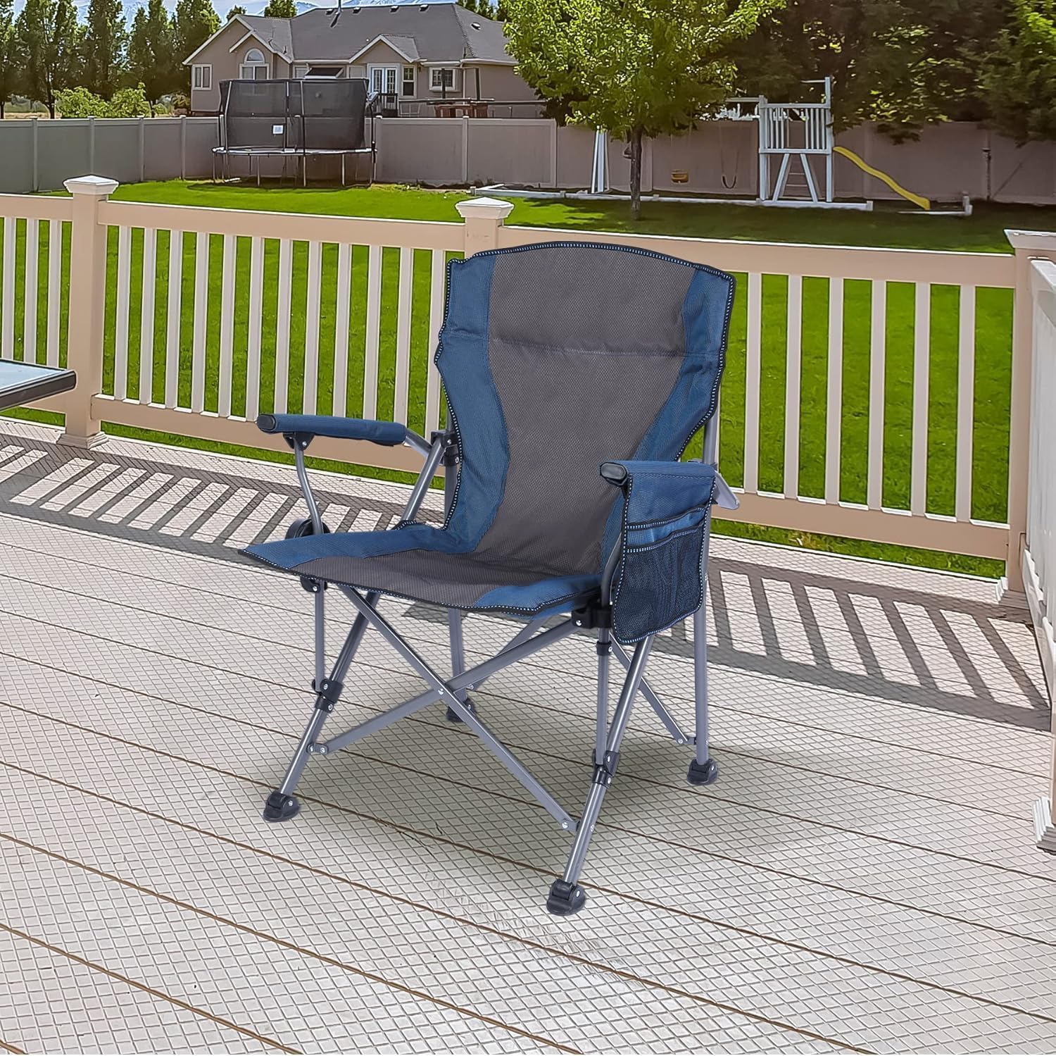 Oversized Folding Camping Chair 200kg Heavy Duty Blue