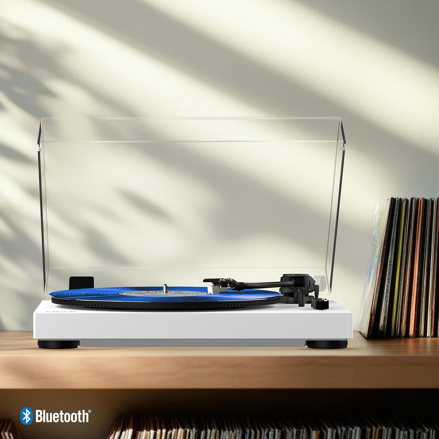 Bluetooth Vinyl Record Player RCA Line Out White