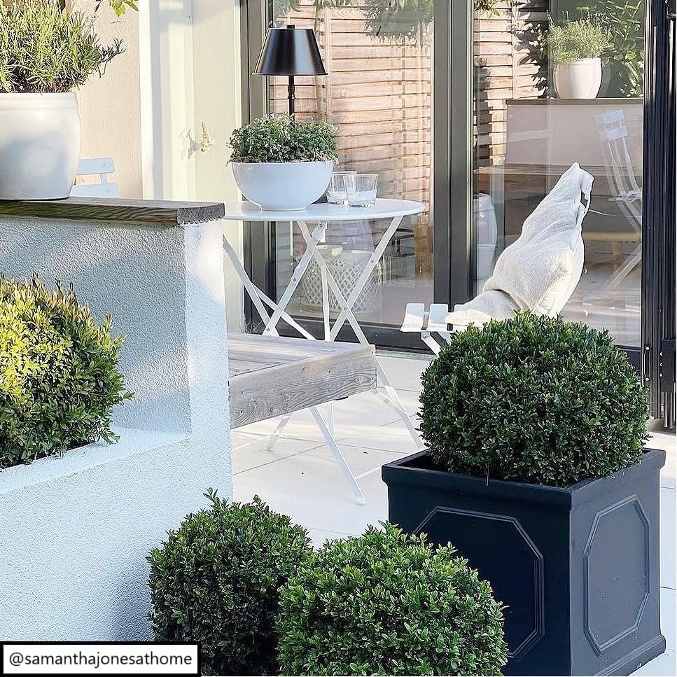 30cm Square Planter Faux Lead Dark Grey Garden Pot Drainage