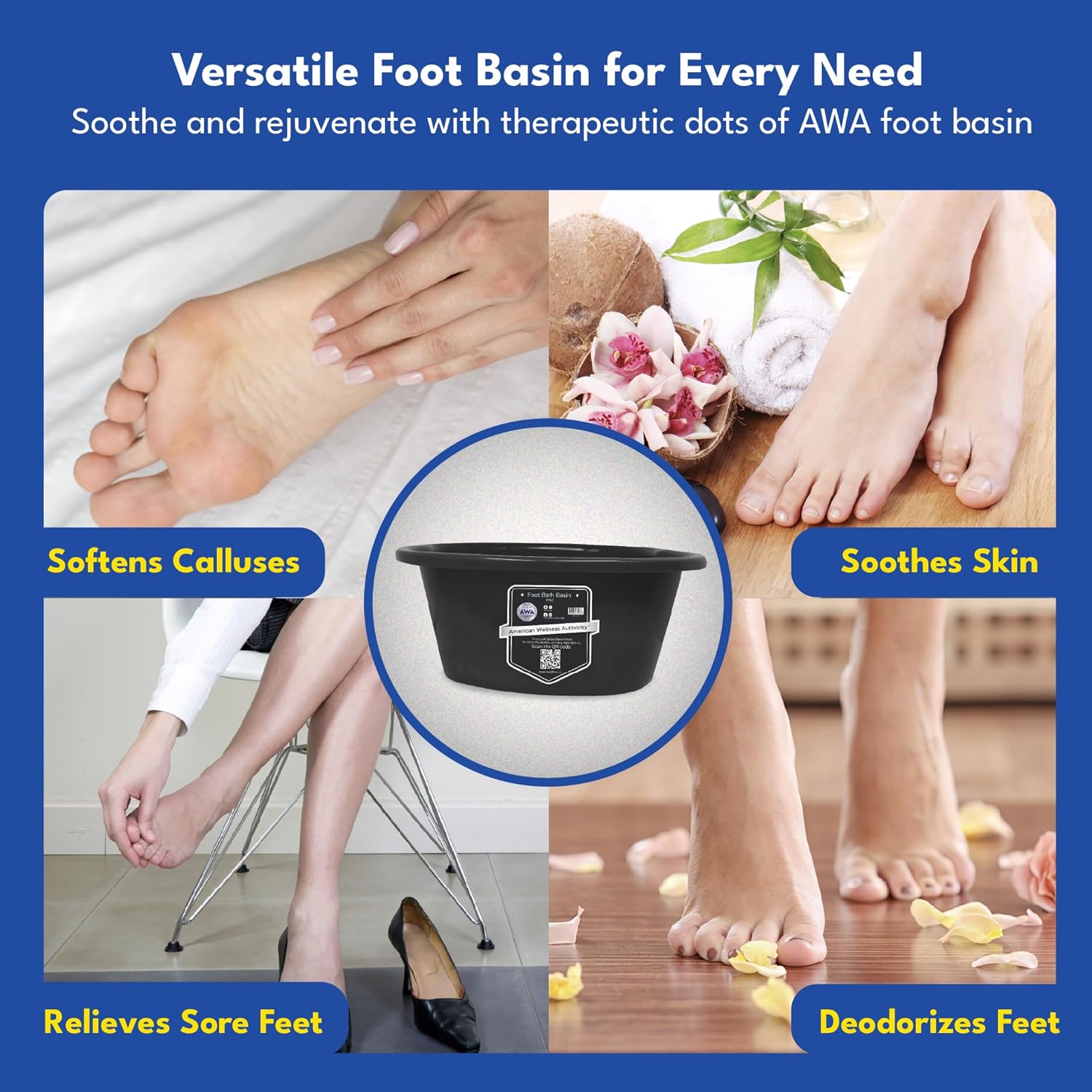 Foot Soaking Tub Large Pedicure Basin Spa Foot Bath Bowl