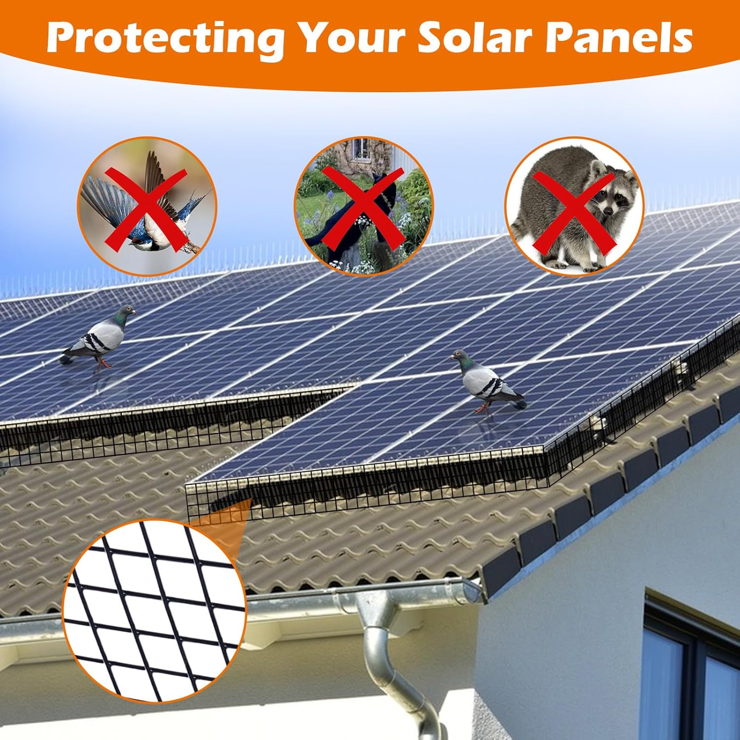 100ft Solar Panel Bird Mesh Kit 6in PVC Coated Pigeon Guard
