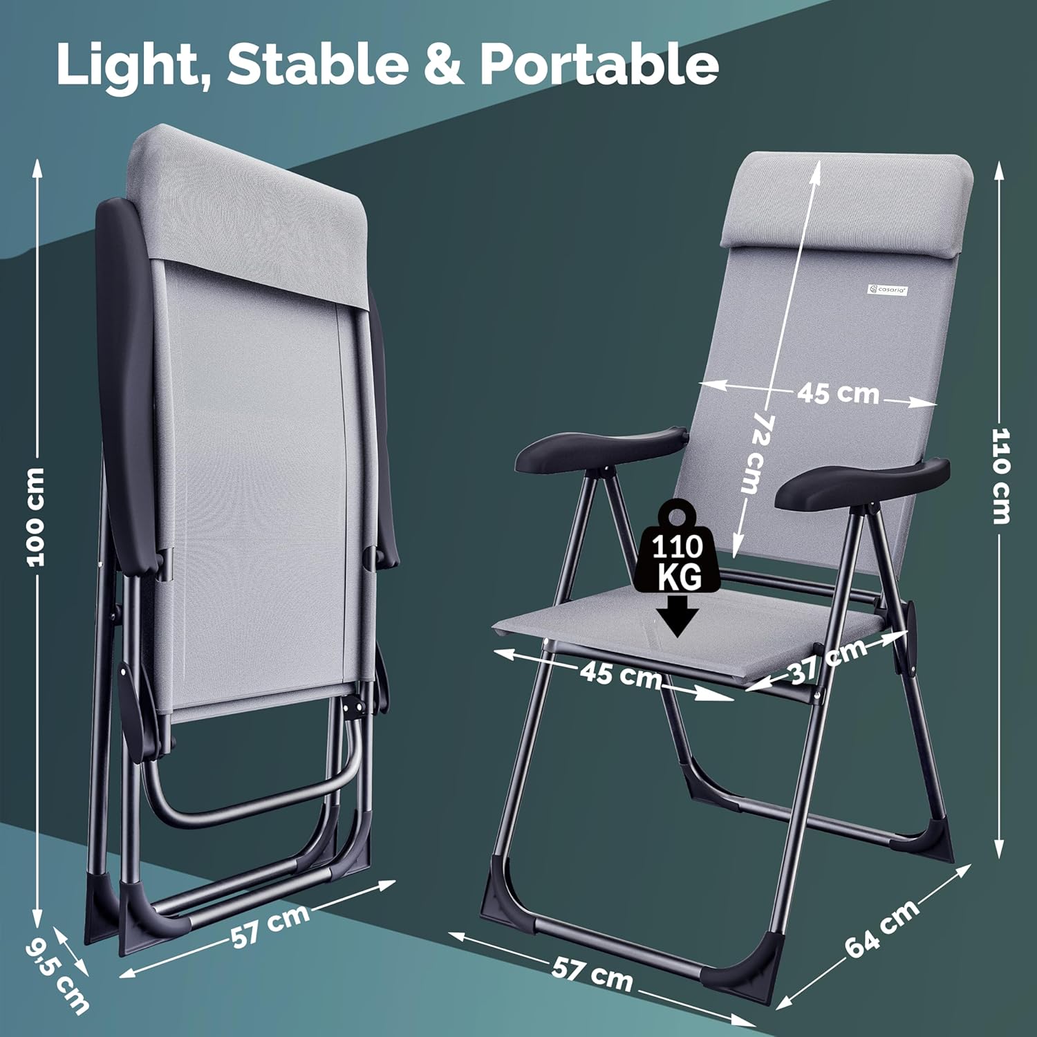 4 Pack Folding Garden Chairs High Back Adjustable Set