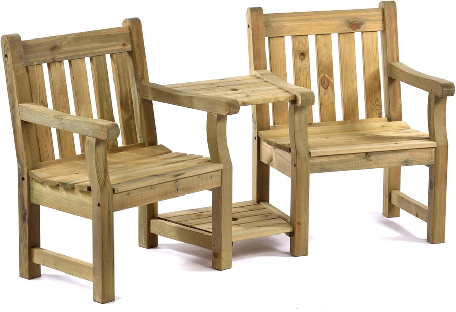 2 Seater Companion Garden Bench with Table Jack and Jill Seat